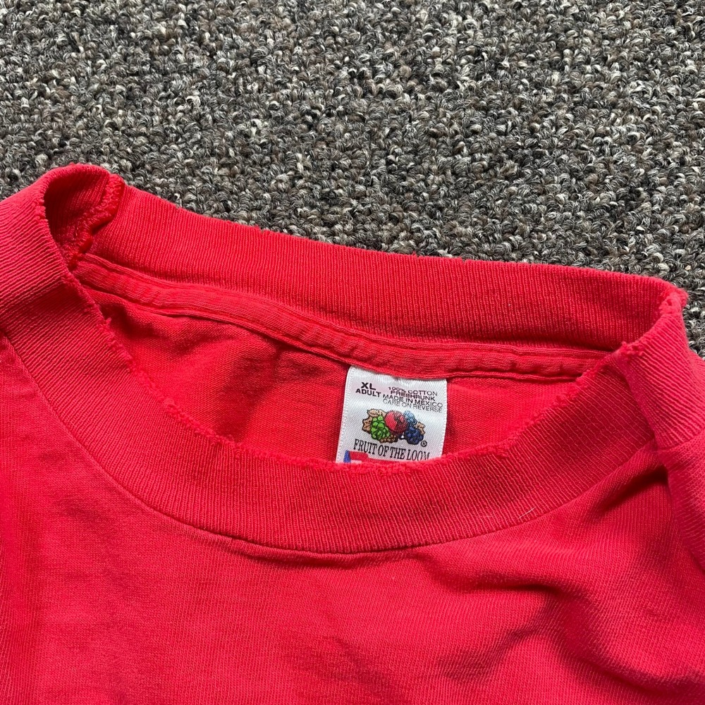 Vintage Fruit of the Loom Nebraska T Shirt XL Red 90s Collegiate Distressed Tee - Picture 5 of 9